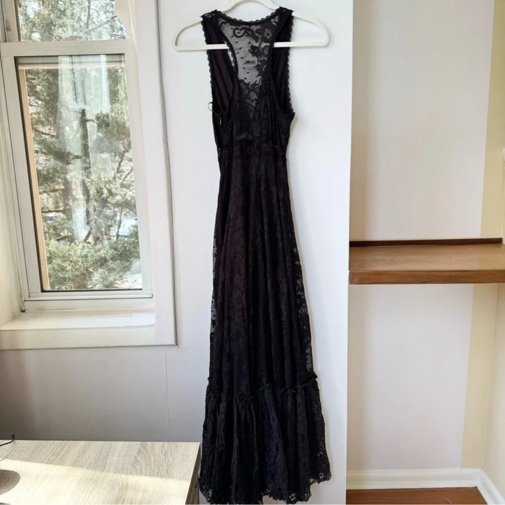 NWT Free People One More Night Lace Sleeveless Maxi Dress Black Size 2
